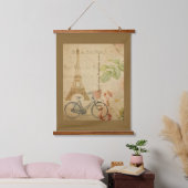 Pariser Vintage mit Eiffelturm Wandteppich Mit Holzrahmen (Schlafzimmer)