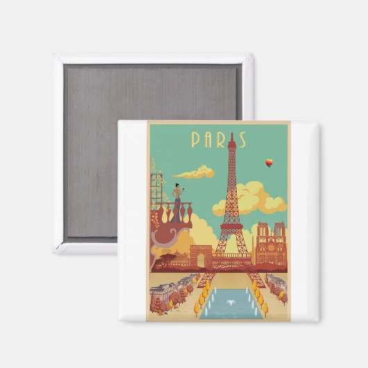 Pariser Vintage-Poster Magnet (Vorderseite/Rückseite)