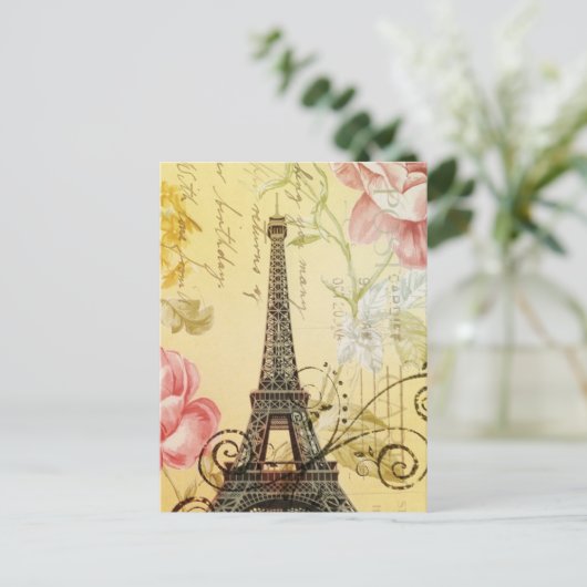 Pariser Vintager Pariser Eiffelturm Postkarte (Stehend Vorderseite)