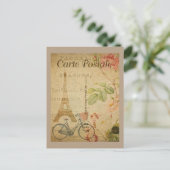 Pariser Vintages mit Eiffel-Turm Postkarte (Stehend Vorderseite)