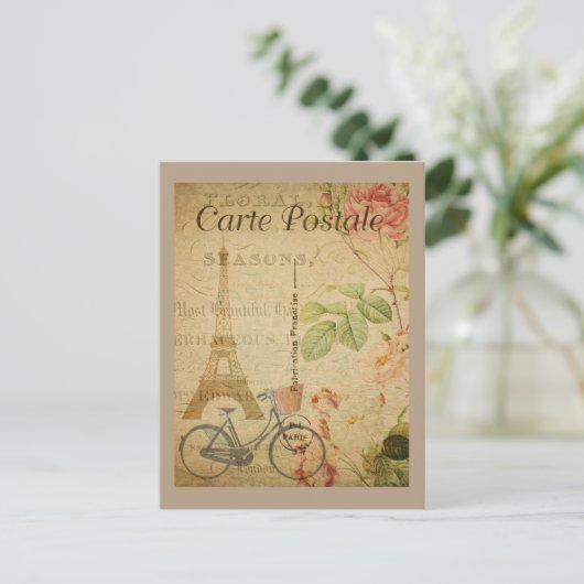 Pariser Vintages mit Eiffel-Turm Postkarte (Stehend Vorderseite)