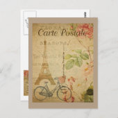 Pariser Vintages mit Eiffel-Turm Postkarte (Vorne/Hinten)