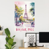 Pariser Wasserfarbe des Eiffelturms Poster (Heimbüro)