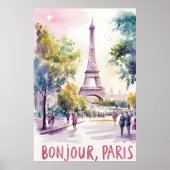 Pariser Wasserfarbe des Eiffelturms Poster (Vorne)