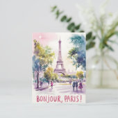 Pariser Wasserfarbe des Eiffelturms Postkarte (Stehend Vorderseite)