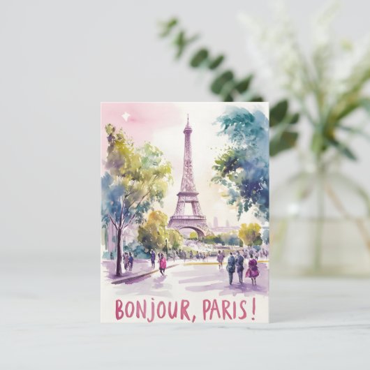 Pariser Wasserfarbe des Eiffelturms Postkarte (Stehend Vorderseite)