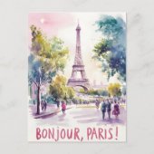 Pariser Wasserfarbe des Eiffelturms Postkarte (Vorderseite)
