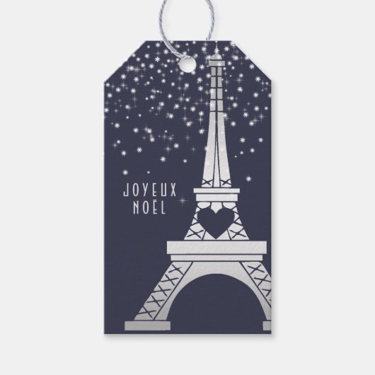 Pariser Weihnachten mit Eiffelturm und Schnee Geschenkanhänger (Vorderseite)