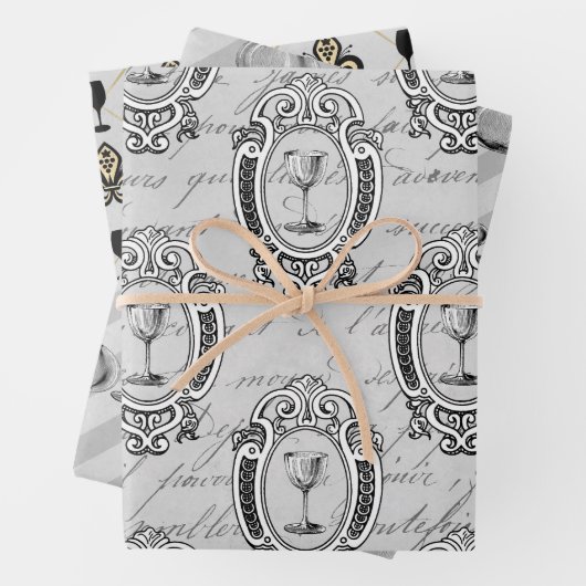 Pariser Wein Geschenkpapier Set (Beispiel)