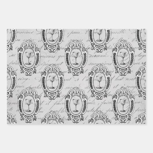 Pariser Wein Geschenkpapier Set (Vorderseite)