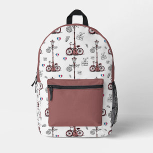Pariser Whimsy-Rucksack mit Vintagem Fahrrad Bedruckter Rucksack