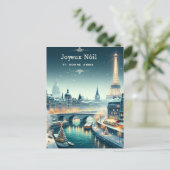 Pariser Winter Elegance Feiertagspostkarte (Stehend Vorderseite)