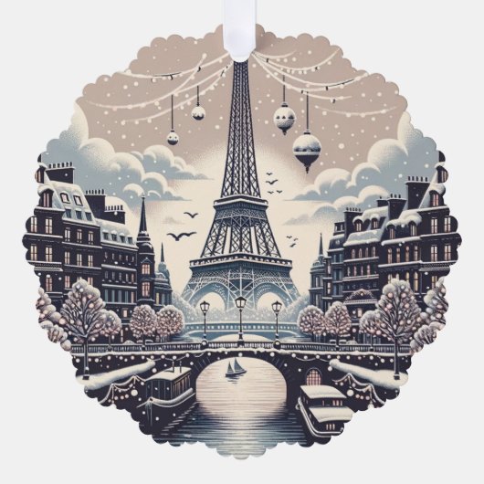 Pariser Winter Elegance - Weihnachten in der Stadt Ornament Karte (Vorderseite)