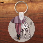 Pariserin und ihr Dalmatiner im Spaziergang Schlüsselanhänger (Vorderseite)