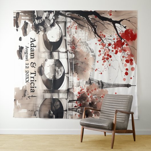 Parisian Autumn Dream Wedding Backdrop Wandteppich (Beispiel (Horizontal))