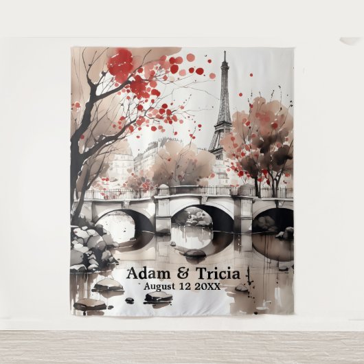 Parisian Autumn Dream Wedding Backdrop Wandteppich (Vorderseite)