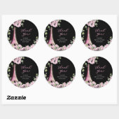 Parisian Black Pink Floral Bridal Shower Sticker (Blatt)