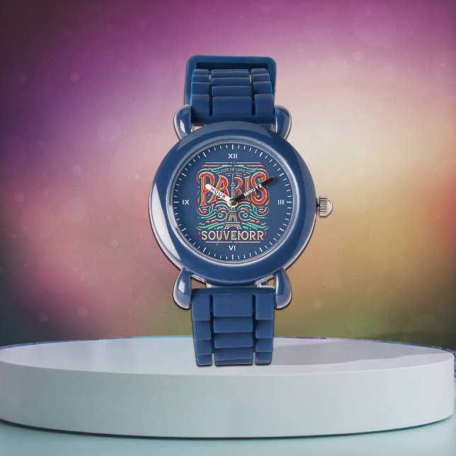 Parisian Bloom Liebe Symphony Kids Blue Silicone Armbanduhr (Von Creator hochgeladen)