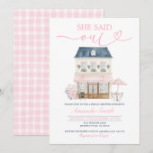 Parisian Cafe Afternoon She Said Oui Bridal Shower Einladung (Vorne/Hinten)