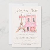 Parisian Café Bonjour Bébé Baby Shower Invitation Einladung (Vorderseite)