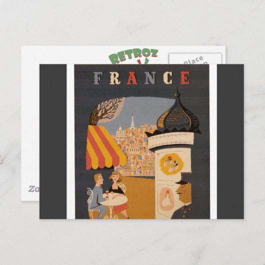 Parisian Café Travel Poster Postkarte (Vorne/Hinten)