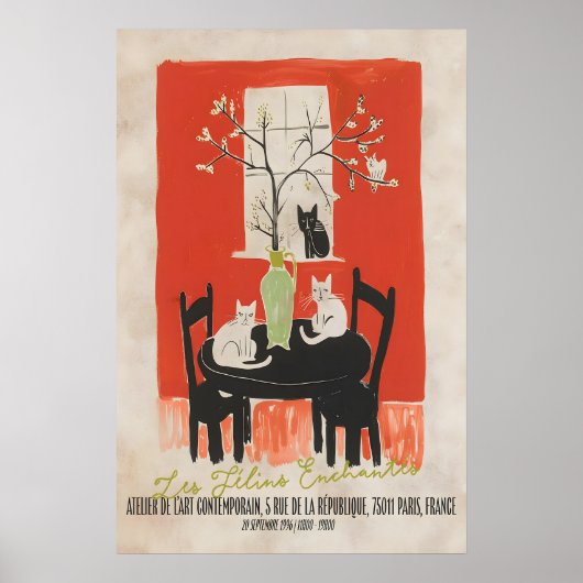Parisian Cat Art Print Les Chats Enchantés Poster (Vorne)