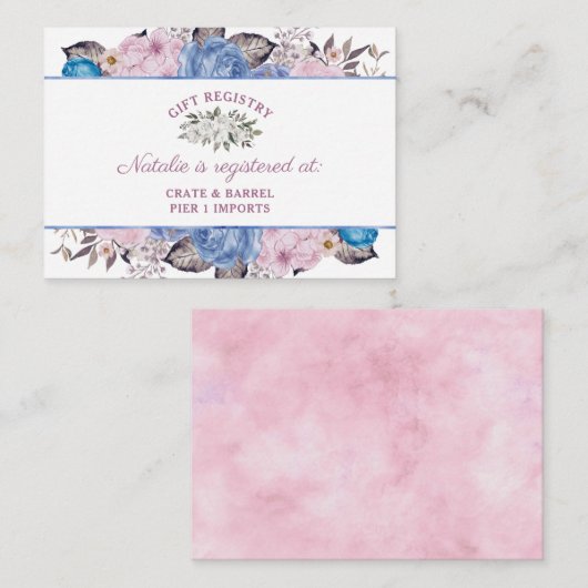 Parisian Charm Floral Brautparty Gift Registry Begleitkarte (Vorne/Hinten)