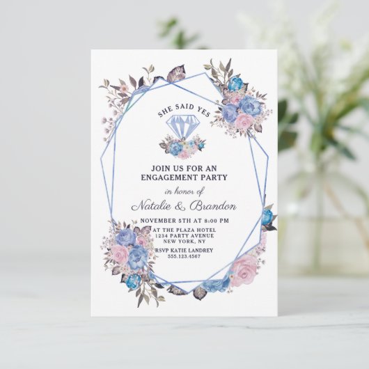 Parisian Charm Gem sagte sie Yes Engagement Party Einladung (Stehend Vorderseite)