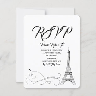 Parisian Doodles Hochzeit-Antwort RSVP Karte