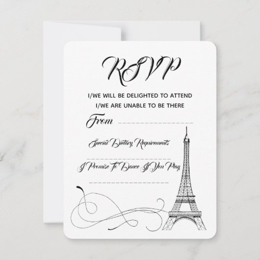 Parisian Doodles Wedding RSVP (Rückseite)