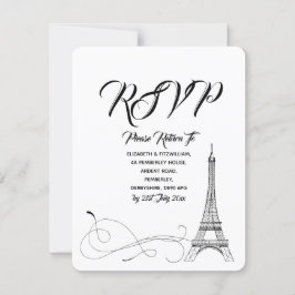 Parisian Doodles Wedding RSVP Karte