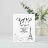 Parisian Doodles Wedding RSVP Karte (Stehend Vorderseite)