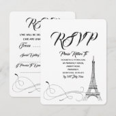 Parisian Doodles Wedding RSVP Karte (Vorne/Hinten)
