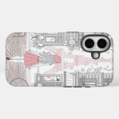 Parisian Girl  – Cute Eiffel Tower & Café Street  Case-Mate iPhone Hülle (Rückseite (Horizontal))