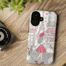 Parisian Girl - Niedlich Eiffelturm & Café Street