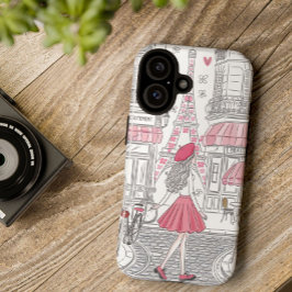 Parisian Girl - Niedlich Eiffelturm & Café Street iPhone 16 Hülle