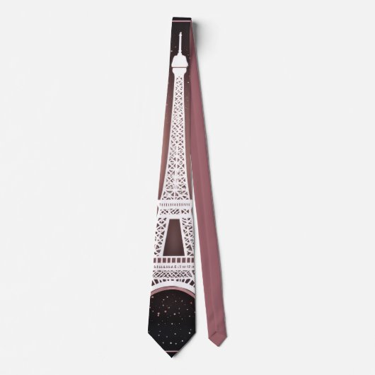 Parisian Night Silver Eiffel Tower Blush Pink Chic Krawatte (Vorderseite)