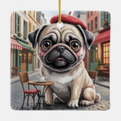 Parisian Pug at Sidewalk Cafe Keramikornament (Rückseite)