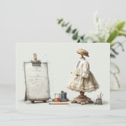 Parisian Ruffle Dress Writer's Studio 1. Geburtsta Einladung (Stehend Vorderseite)