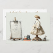 Parisian Ruffle Dress Writer's Studio 1. Geburtsta Einladung (Vorne/Hinten)