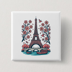 Parisian Souvenir Eiffel Tower Paris Kirschbaum Button