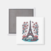 Parisian Souvenir Eiffel Tower Paris Kirschbaum Magnet (Vorderseite/Rückseite)