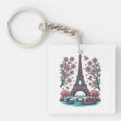 Parisian Souvenir Eiffel Tower Paris Kirschbaum Schlüsselanhänger (Vorderseite)