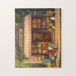 Parisian Stationery Shop Cosy Street Scene w/Cat Puzzle