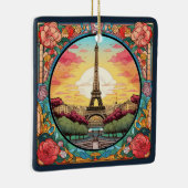 Parisian Sunset Eiffel Tower Paris French Floral Keramikornament (Rechts)