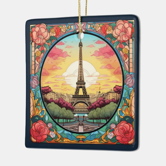 Parisian Sunset Eiffel Tower Paris French Floral Keramikornament (Links)