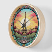Parisian Sunset Eiffel Tower Paris French Floral Uhr (Winkel)