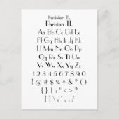 Parisian TL - Zazzle Schriftart Sampler Sheet Postkarte (Vorderseite)