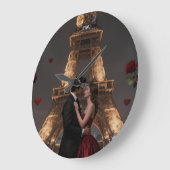 Parisian Valentines Day Große Wanduhr (Winkel)