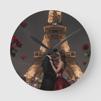 Parisian Valentines Day Runde Wanduhr